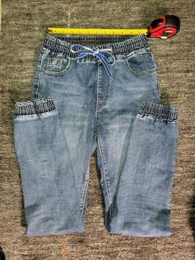 Light Blue Elastic Waist Denim Jeans